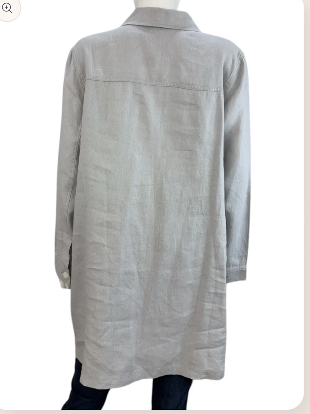 J Jill Love Linen 100% Linen Button Down Shacket Grey Lagenlook Coastal Pockets - Picture 4 of 16